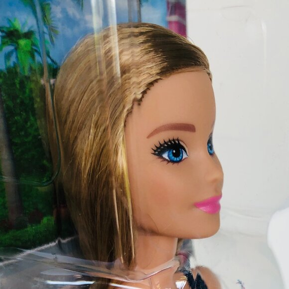 New in Box-Mattel-Barbie Doll with Blonde Hair Wearing Striped Swimsuit - Picture 9 of 15